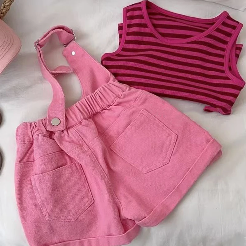 Denim Suspender Shorts Set 4