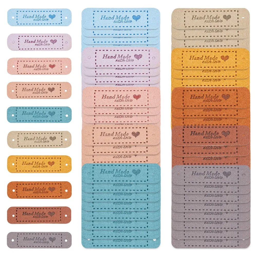 PU Leather Label Tags 50/20PCS 10 Colors Rectangle Clothing Embossed Label Handmade Tag for DIY Bags Sewing Clothing Accessories leather labels,clothing labels,leather tags,garment labels,sewing labels