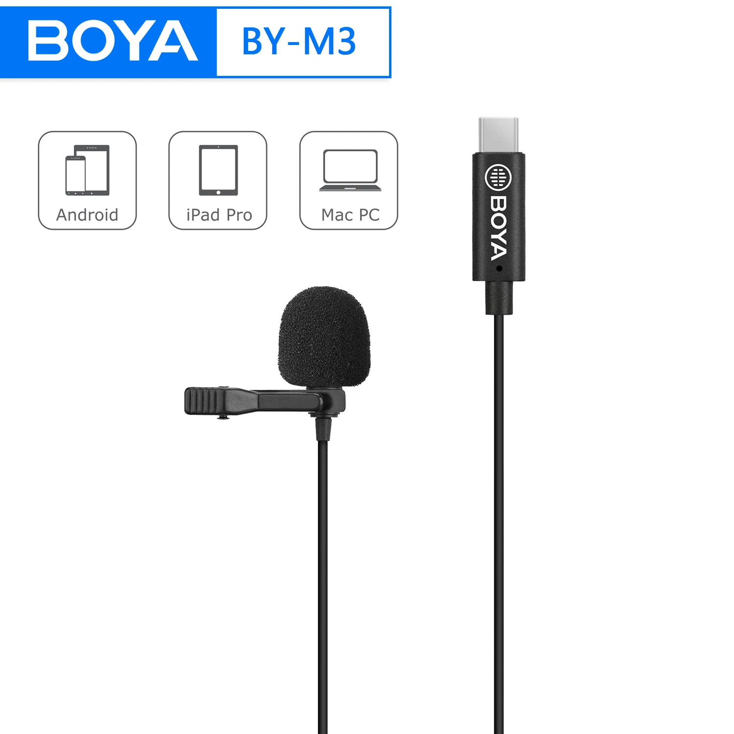 BOYABYM3TypeCDigitalLavalierLapelMicrophoneOmnidirectional