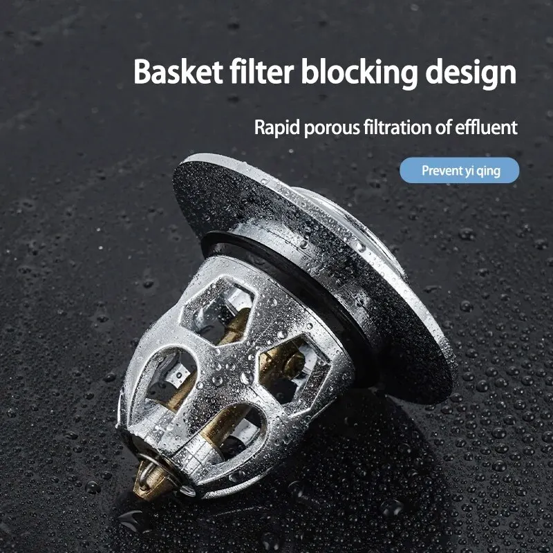 Washbasin Universal Pressing Water Plug Anti-rust Spring Copper Core Drainer Filter Anti-blocking Anti-odor Accessory