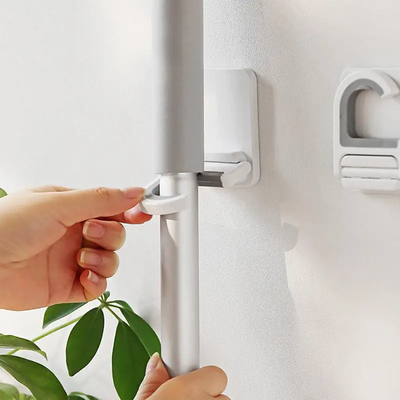 Mop Holder Wall Mounted Organizer Mop Organizer Holder Self Adhesive Broom Hanger Gripper Garage Bathroom Home