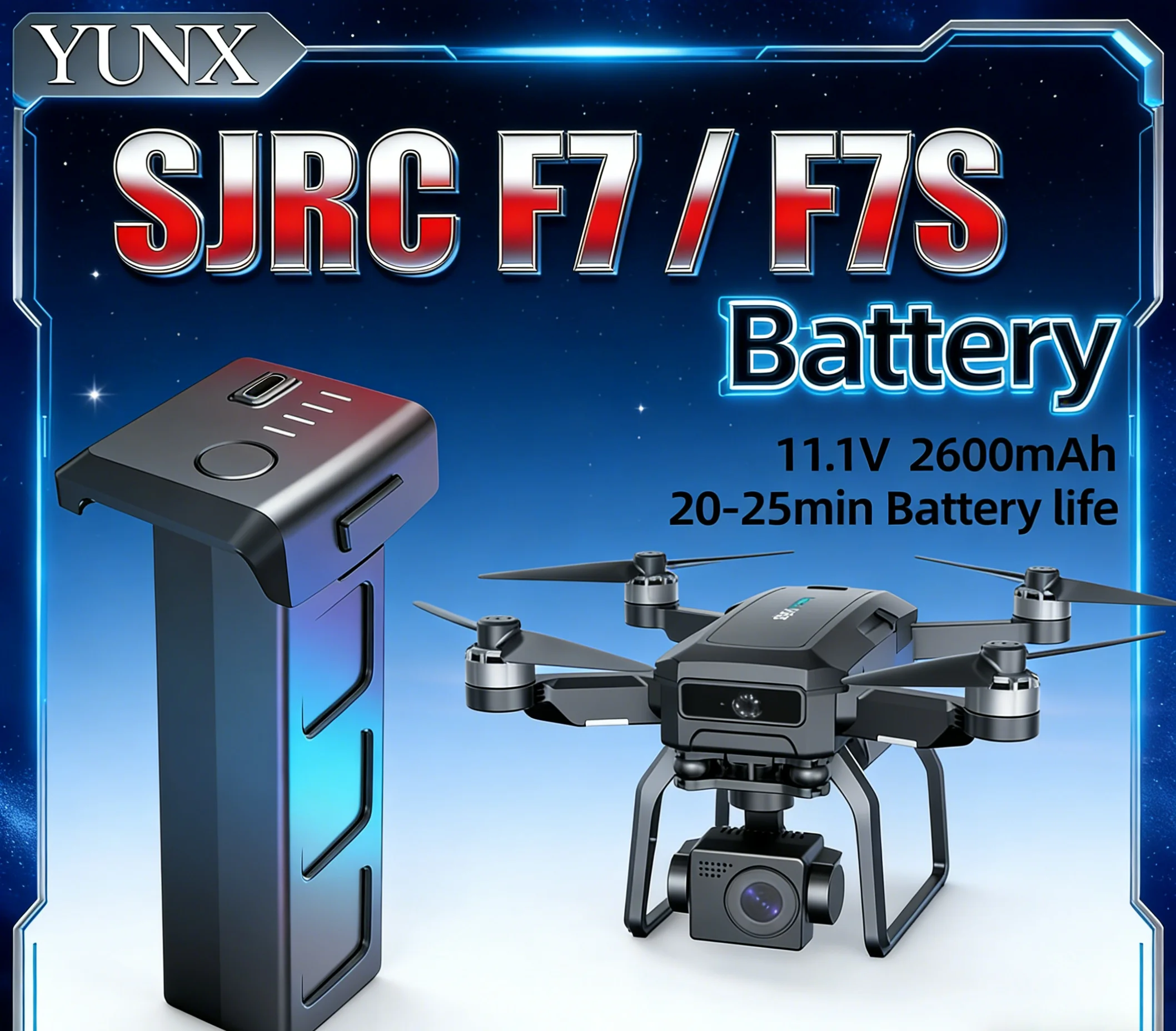 Batterie LiPo 11.1V 2600mAh SJRC pour drone F7 4K Pro - Pièces RC