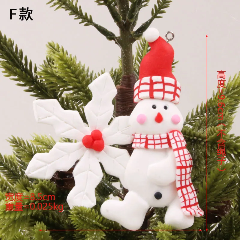 thumbnail image 1 of 1 pieza de arcilla suave para colgar en el árbol de Navidad, con forma de Papá Noel, color rojo y blanco, con forma de hombre de jengibre y casa, para Año Nuevo, decoraciones navideñas, 1 of 5