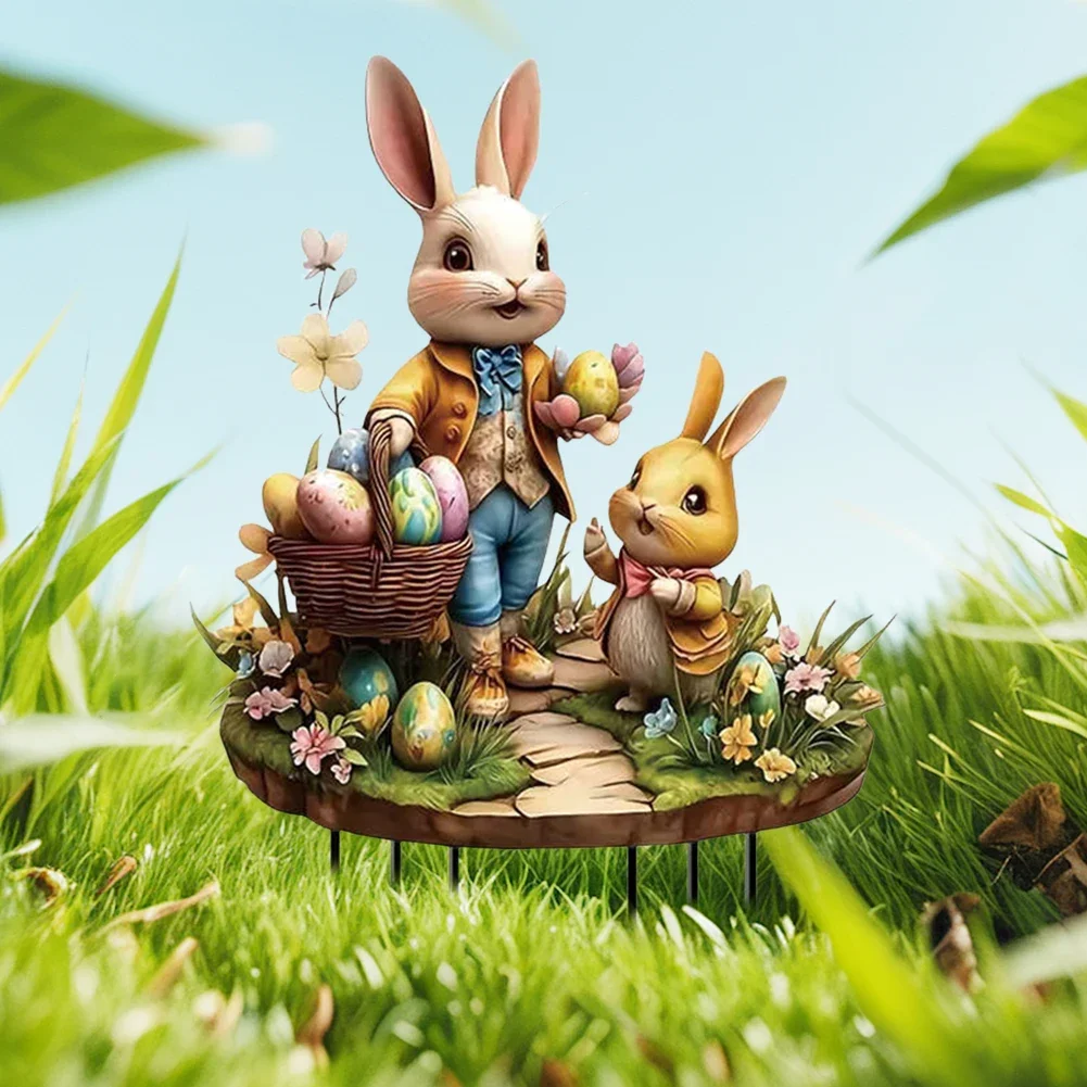 Easter Acrylic Garden Stake Decoration Multi-Function Yard Ornaments Waterproof Courtyard Statue for Outdoor Decoration