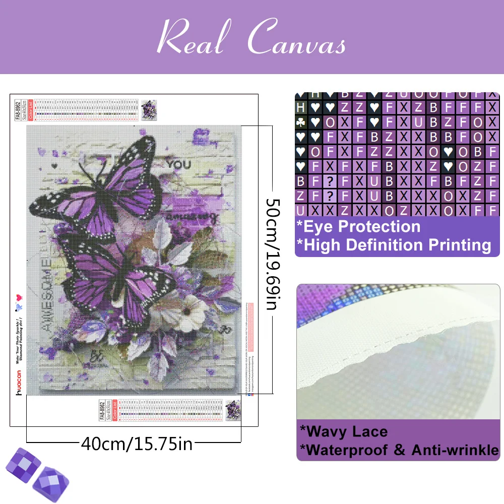 Diamond Painting HUACAN 5d Animal Diamond Embroidery Cross Stitch Butterfly Rhinestones Full Mosaic Home Decor