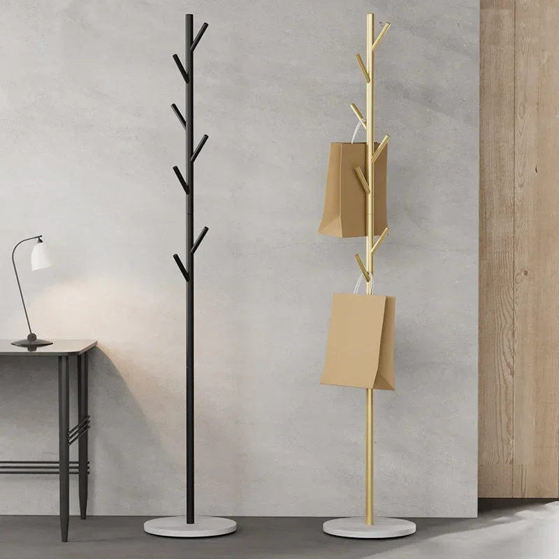 Nordic Gold Standing Coat Rack Modern Quality Metal Coat Rack Marble Black Entryway Floor Living Room Furniture