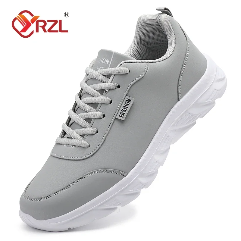 YRZL Men's Running Shoes Artificial Leather Waterproof Lightweight Non Slip Comfortable Sport Sneakers for Men Casual Walking 1