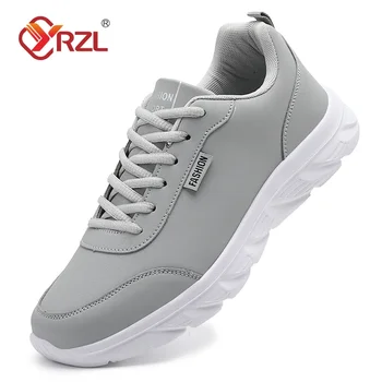 YRZL Men's Running Shoes Artificial Leather Waterproof Lightweight Non Slip Comfortable Sport Sneakers for Men Casual Walking 1