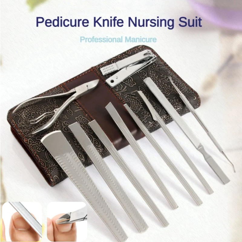 Pedicure Knife Set Professional Ingrown Toenail Foot Care Tools Stainless Steel Nail Nippers Dead Skin Removal Foot Scraper Kit