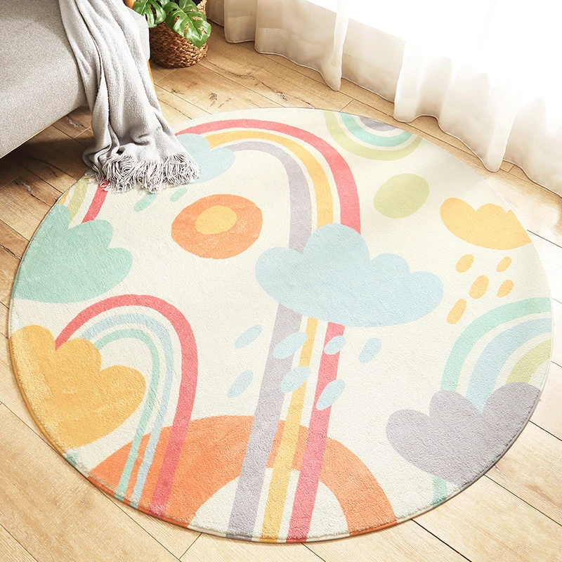Cartoon Round Lamb Cashmere Home Living Room Non-Slip Carpet Sofa Bedroom Tatami Bedside Blanket Rugs