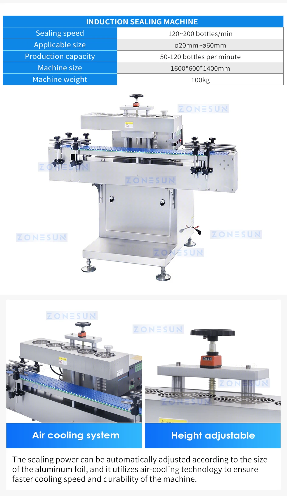 ZONESUN Automatic Candy Packaging Line Filling Capping Sealing Labeling Machine ZS-AFLC