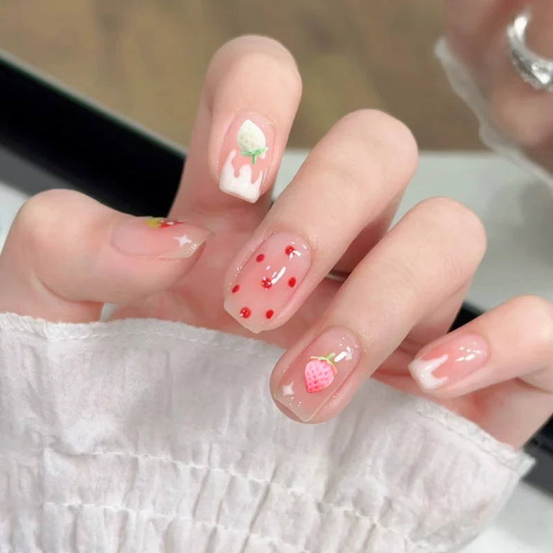 1Pc Strawberry & Flute 3D Relief Silicone Nail Mold - Nail Art Decor Template for DIY Manicure Design Tools