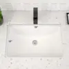 Undermount Bathroom Sink Rectangle 19"x13" White Porcelain Ceramic Rectangular Vessel Sink Under Counter Lavatory 4