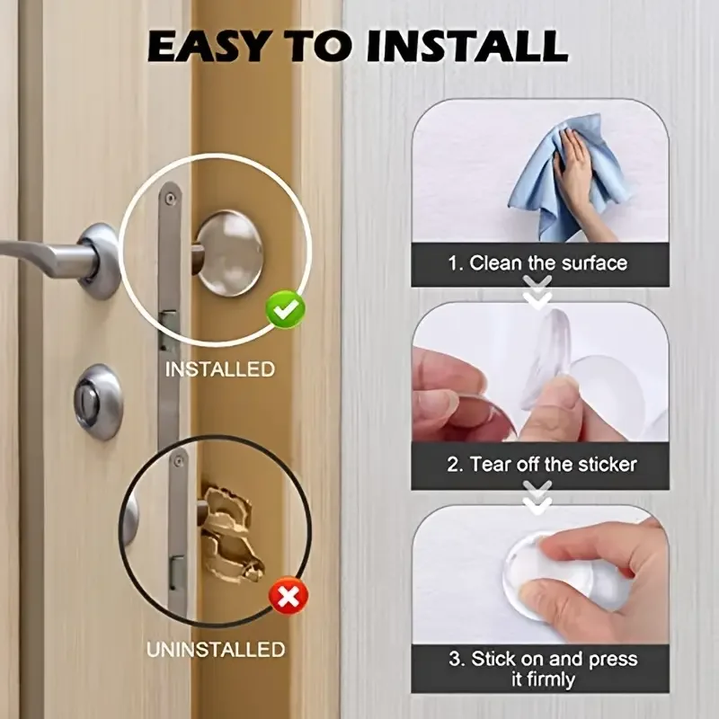 Door Knob Wall Shield Clear Soft Rubber Door Stopper Handle Bumper Mute Stickers Wall Protector Muffler Pad Protective Plug
