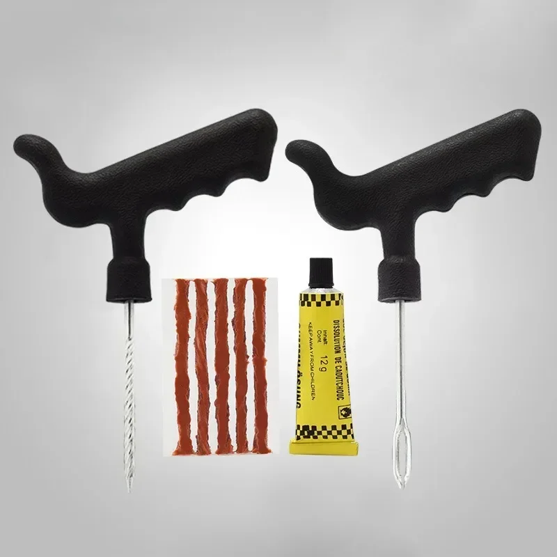 Tire Puncture Repair Kits Car Tire Repair Tool with Rubber Strips Tubeless Flat Tools for Car Trucks Motors Bike