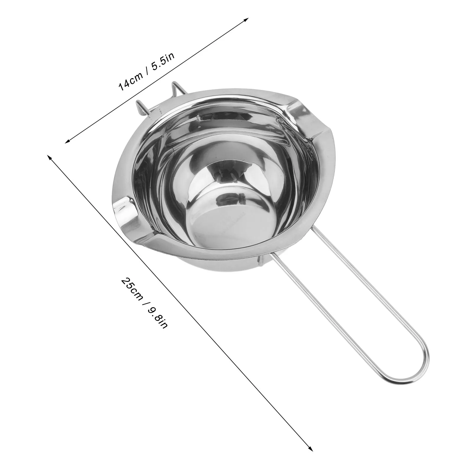 Chocolate Boiler Pot 500ml 304 Stainless Steel Double Spouts Butter Cheese Melting Pot Bowl for Making Desserts