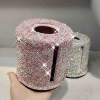 Sparkling Diamond Roller Tissue Box Circular Roll Paper Home Decor Living Room Bedroom Tissue Storage Box Bathroom Accessories 1