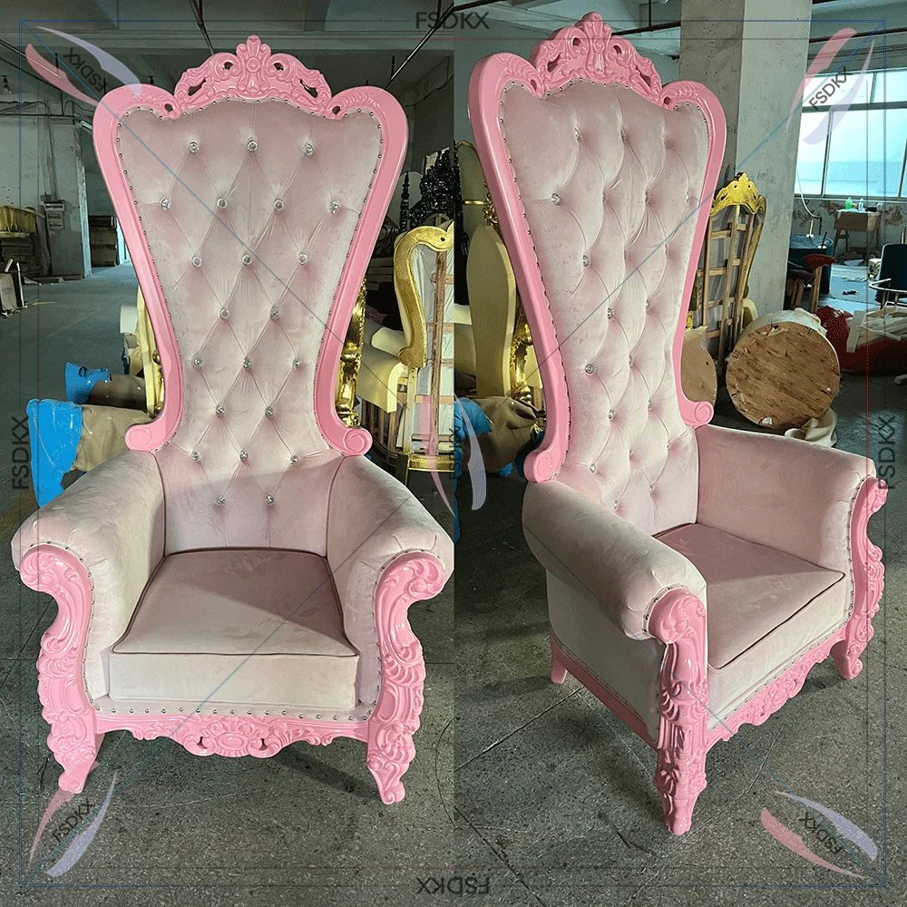 High Quality Party Decor Hotel Luxury Throne Chair Event Pink Wedding Throne Chair
