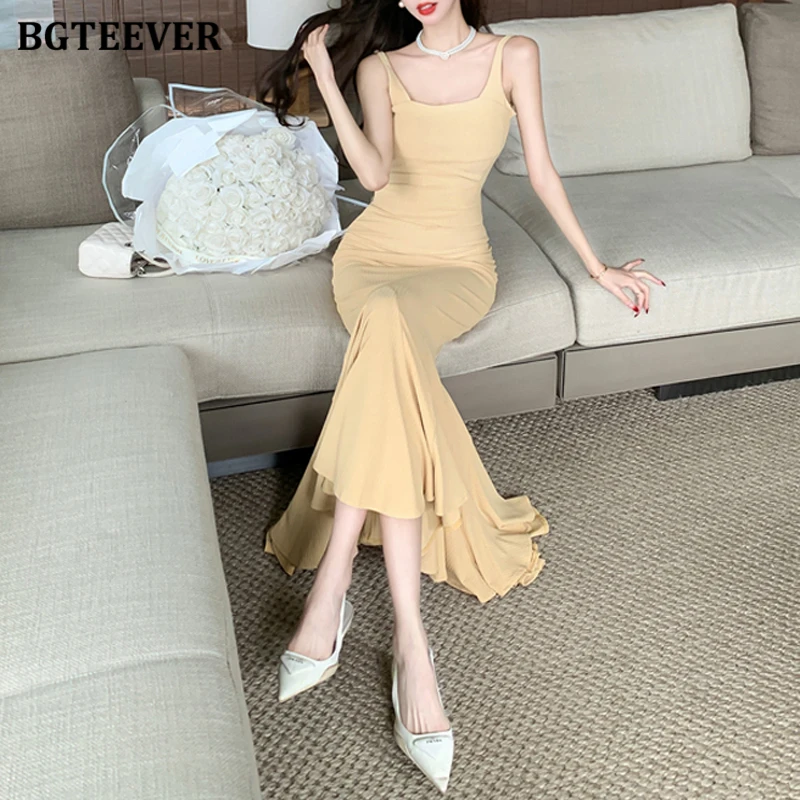 

Платье BGTEEVER женское на бретелях-спагетти, юбка-годе, облегающее платье без рукавов, лето