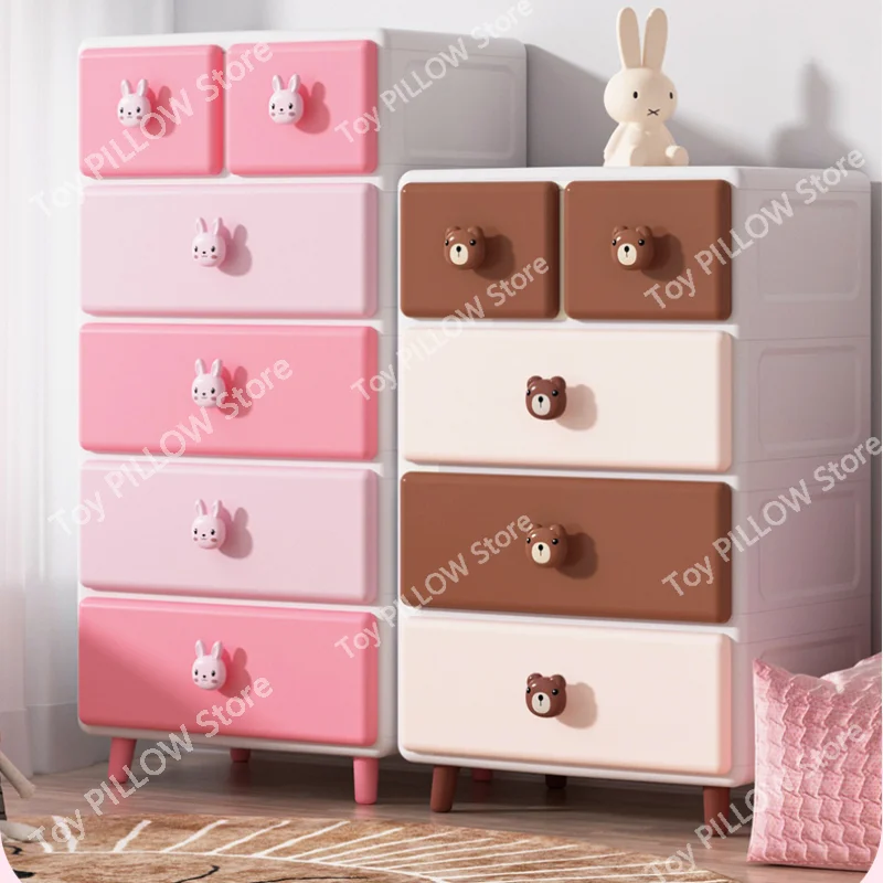 Pink Nordic Cute Nightstands for Kids, Korean Corner Cabinets, Kids Bedroom Furniture, YN50CN