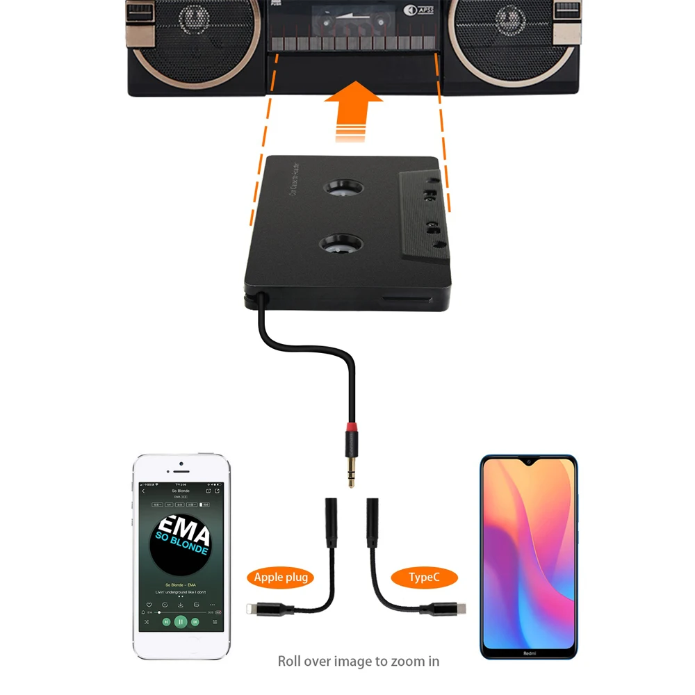 Cassette Player Converter Aux Adapter Car Tape Audio Cassette Mp3 Player Converter 3.5mm Jack Plug For iPod iPhone MP3 Phone AUX Cable CD Player