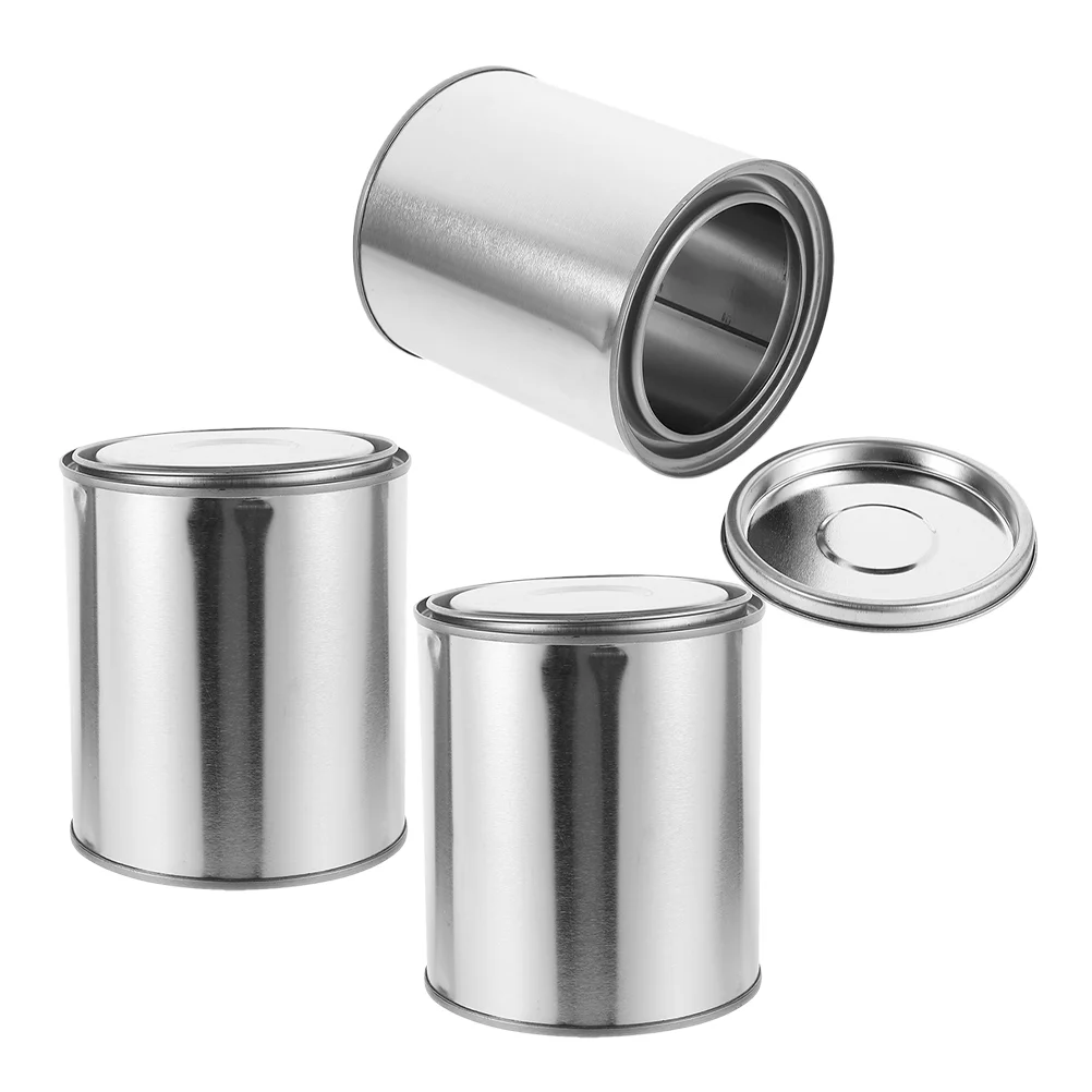 3 Pcs Sealed Paint Bucket Metal Storage Containers for Garages Drum Can Cans Iron