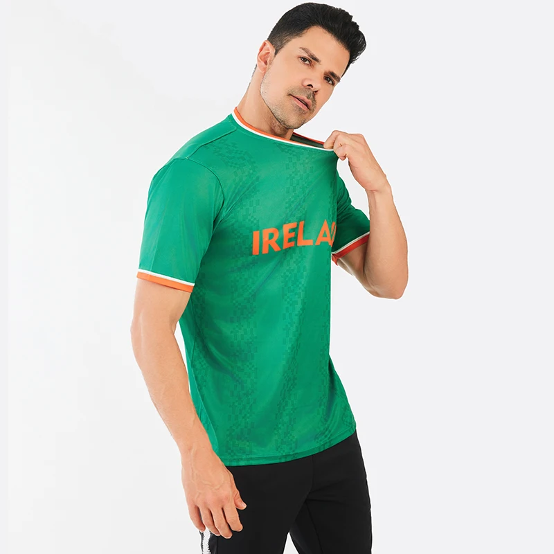 Ireland football jersey, training day shirt, high quality breathable fabric Irish soccer uniform