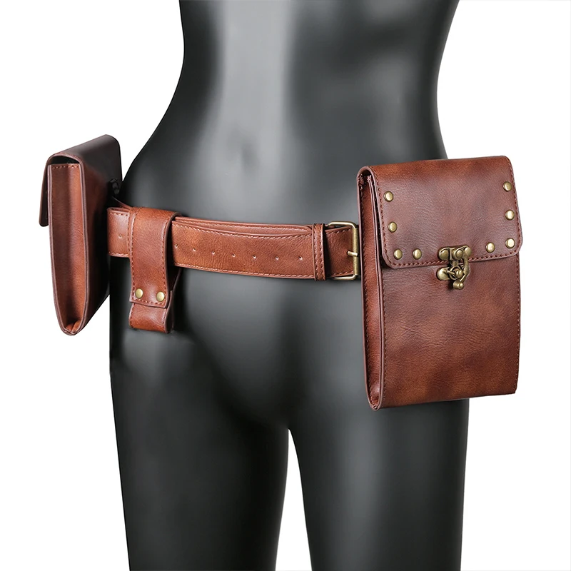 

Women Medieval Waistbag Hip Belt Dult Viking Knight Pirate Cosplay Renaissance Style Outdoor Retro Pu Leather Fanny Pack Purse