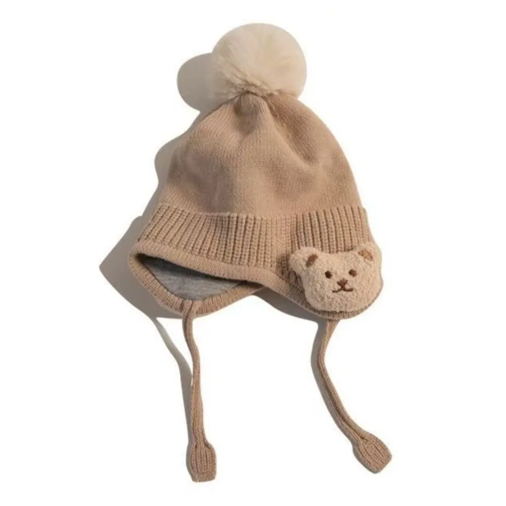 Warm Knit Baby Hat with Bear Earflap for Winter