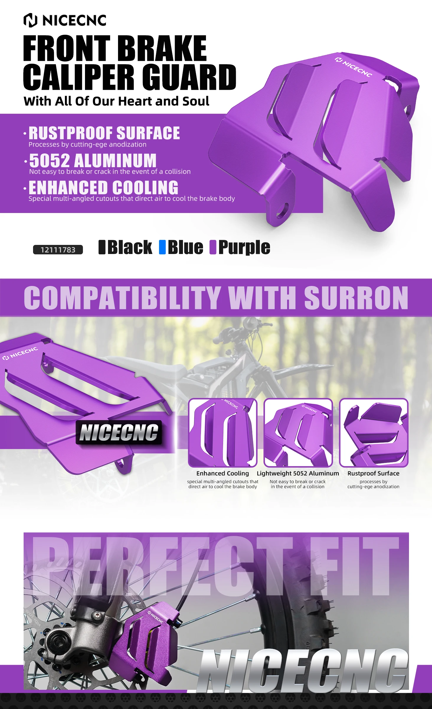 Für Surron Light Bee X Aluminium Vorderradbremssattelschutz für Sur-ron Light Bee S L1E für Segway X160 X260 Elektro-Dirt-Bike – Detail 1