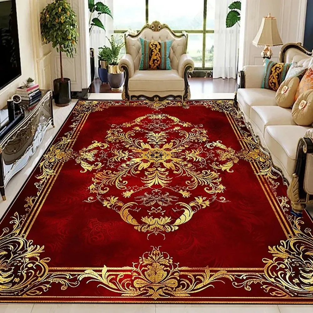 VIKAMA Flannel Carpet Boho Persian Vintage Mat Coffee Table Sofa Bedroom Mat Living Room Blanket Large Rug Washable Home Decor