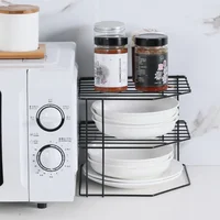Kitchen Seasoning Corner Shelving Pot Non Punching Portable Storage Table Food Sundries Organizer Rack Kitchen Bathroom Holder 2