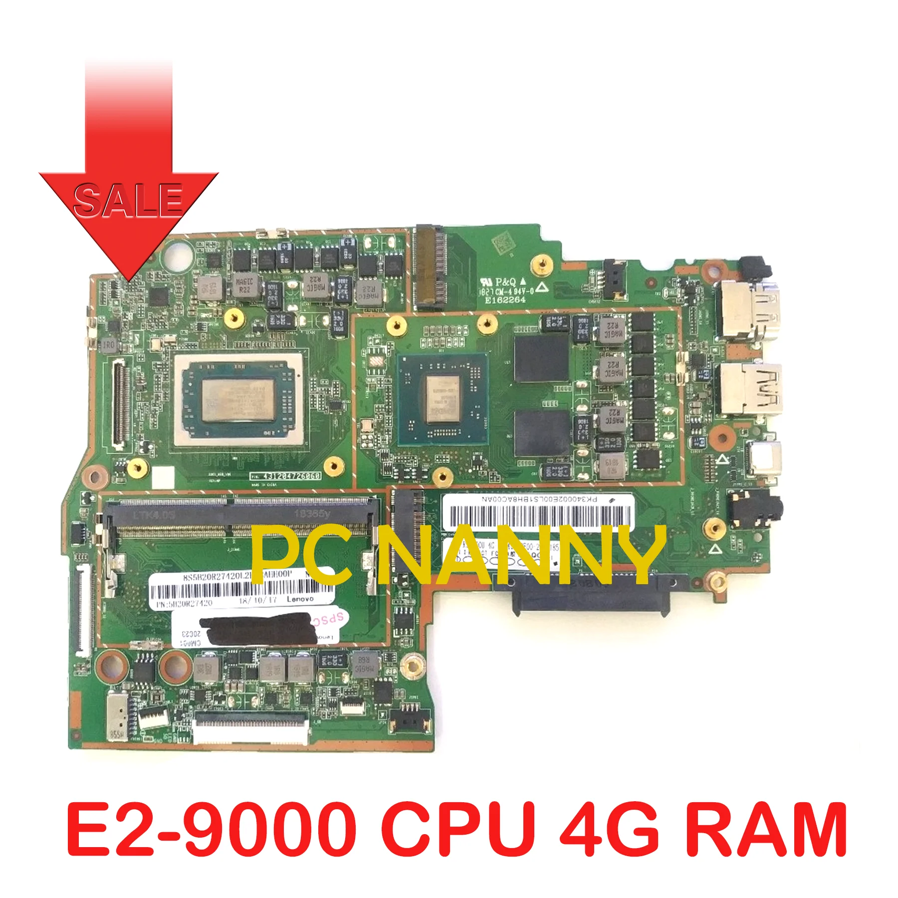 

PCNANNY for lenovo Ideapad 330S-15AST 330S-15ARR laptop motherboard E2-9000 CPU 4G RAM