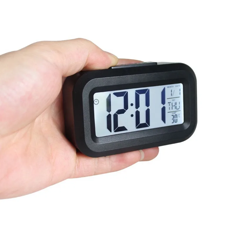 Mini Table LED Digital Electronic Alarm Clock Wake Up Students Worker Snooze Mute Bedroom Office Temperature Calendar Clock