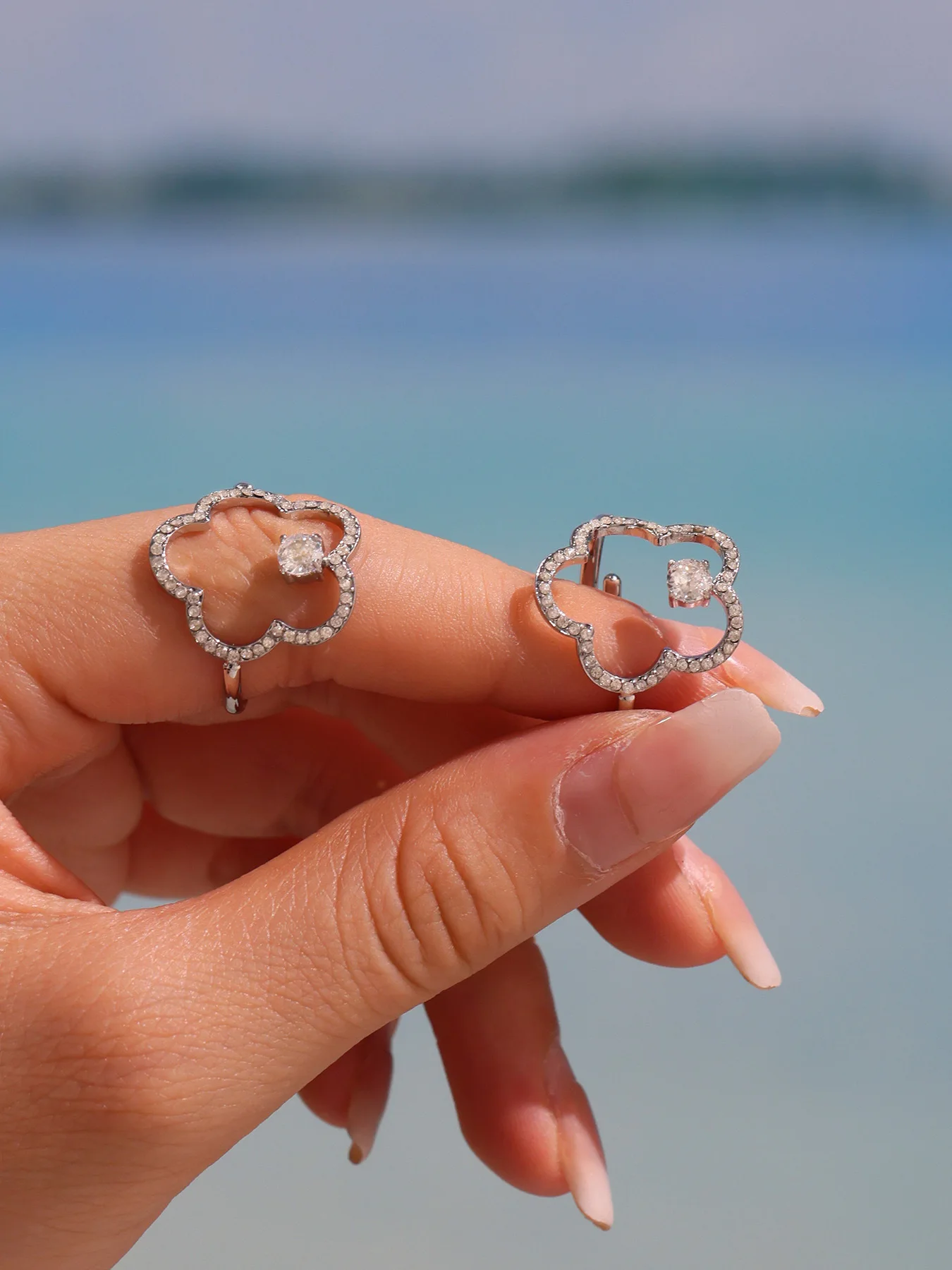 Glänzender Zirkon-Blumenring für Damen, modisch, goldfarben, Silber, Skelett, 316 Edelstahl, 18 Karat vergoldet, Ring für Mädchen, Schmuck – Detail 6