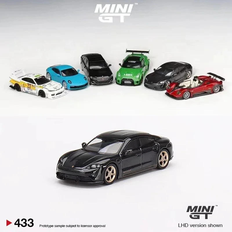 

Мини GT 1:64 модель автомобиля Taycan Turbo S Volcano литой под давлением автомобиль черный #433 LHD