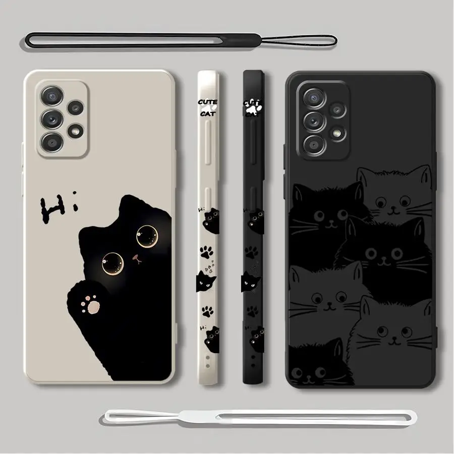 Cartoon Black Cat Phone Case - Sleek and Stylish Design