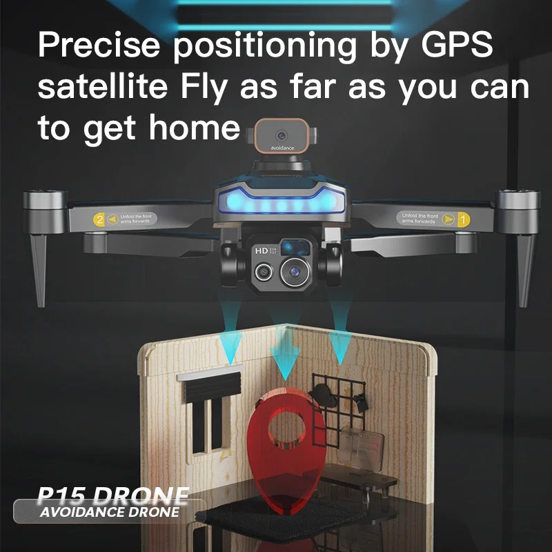 Drone 4K HD Professional Obstacle Avoidance Optical Flow Dual Camera Aerial Photography Fold P15 PRO quadcopter