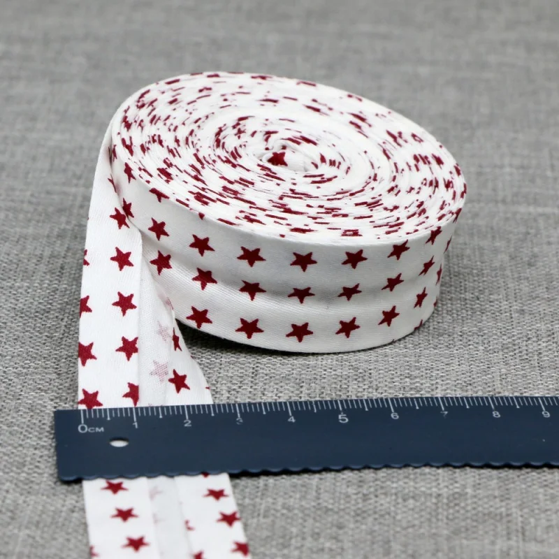 Folded Binding Edge Cloth Strip Star Series Cotton Bias Tape Craft DIY Apparel Sewing Ribbon Size 25mm x 5m ribbon decoration ribbon supplies satin ribbon sewing ribbon cotton ribbon cotton bias tape fabric craft supplies