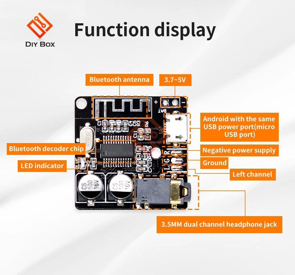 Bluetooth Audio Receiver Board 10pcs Bluetooth Audio Receiver Board VHM-314 Bluetooth 5.0 MP3 Lossless Decoder Board Wireless Stereo Music Module 3.7-5V