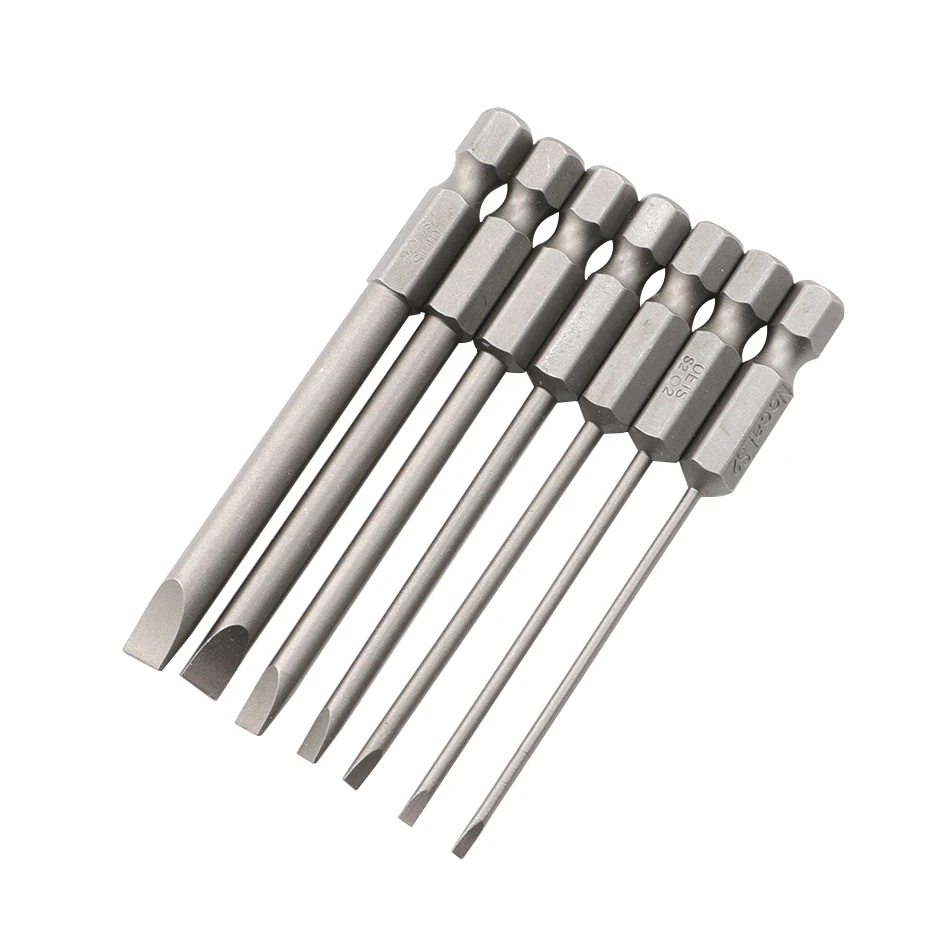 7pcs 50-100mm flat-blade screwdriver bit S2 alloy steel electric screwdriver bit 1.6-6.0 multifunctional manual screwdriver bit - 4