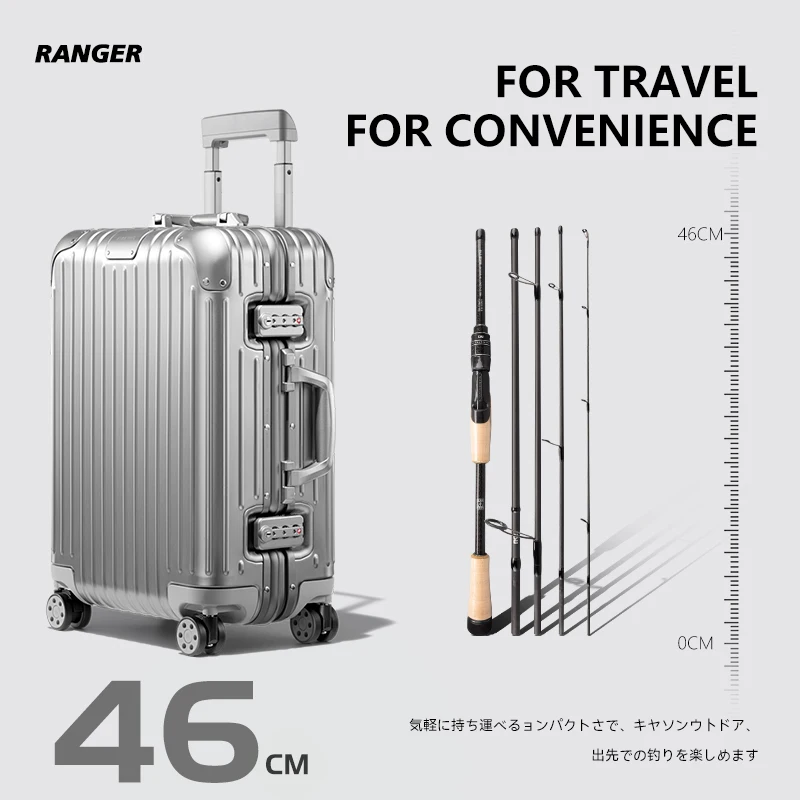 TSURINOYA 여행용 낚싯대 RANGER 2.08m 2.09m 2.21m L-ML, ML-M FUJI A 가이드 패스트 액션 휴대용 스피닝 캐스팅 배스 낚싯대