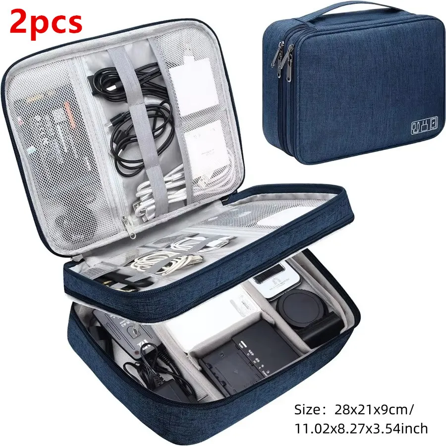Compact Waterproof Electronics Organizer - Portable USB & Cable Storage Pouch