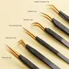 1PCS High Precision Stainless Steel Eyelash Tweezers For Eyelash Extension Grafting Anti Static Tweezers False Eyelashes And 4