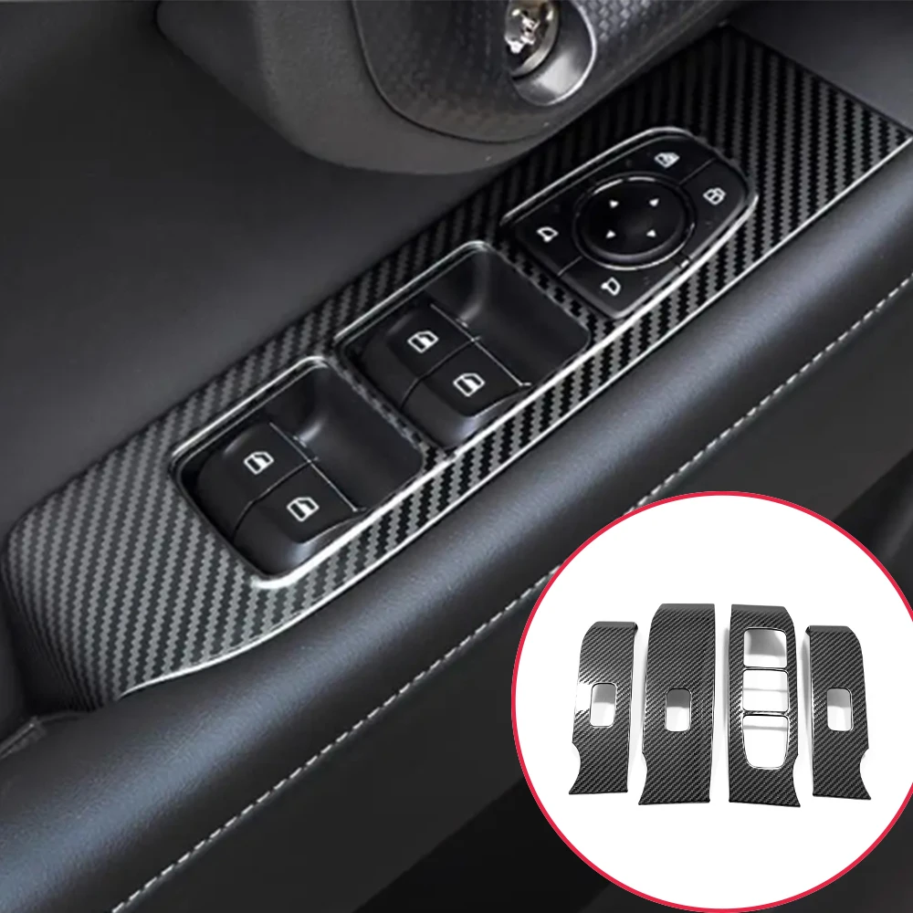 

Car Door Window Lift Cover Switch Button Panel Trim Carbon Fibre For GMW Haval Dargo 2021 2022 2023 Interior Accessories Sticker