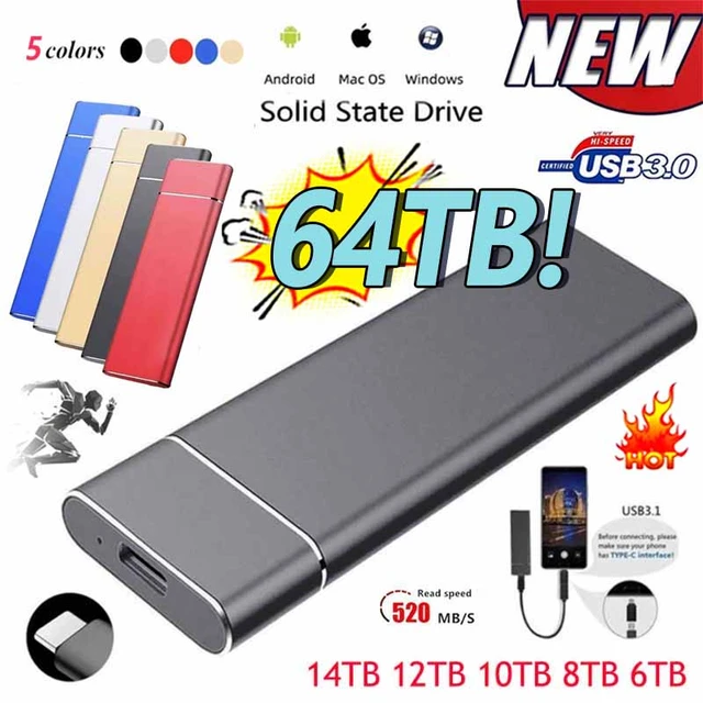 Disque SSD externe portable haute vitesse, périphérique de stockage mobile,  SSD, USB 3.1, disque dur pour ordinateur portable, 1 To, 2 To, 64 To -  AliExpress