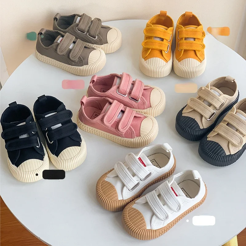Children Canvas Shoes for Boys and Girls Spring  Autumn Hook and Loop Shoes Soft Bottom Breathable Toddler Baby Biscuit Shoes 2