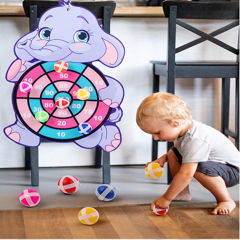 Animals Dart Board Games for Kids Montessori Target Sports Game Toys with 2 Sticky Balls Educational Games for Children Boy Girl