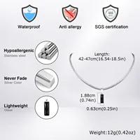 Colliers élégants avec pendentif en pierre géométrique pour hommes, colliers plats en chaîne cubaine en acier inoxydable, cadeaux de bijoux Hip Hop pour lui et garçons 5