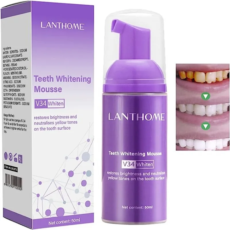 

Mousse Whitening Toothpaste Neutralizes Yellow Tones Tooth Remove Dental Plaque Fresh Breath Deep Cleaning Stains Bright Teeth